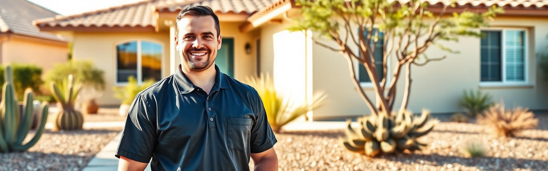 Raptor Pest Solutions technician at an Arizona home